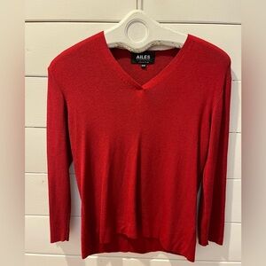 LES AILES DE LA MODE VINTAGE  Red V-Neck Sweater SIZE M